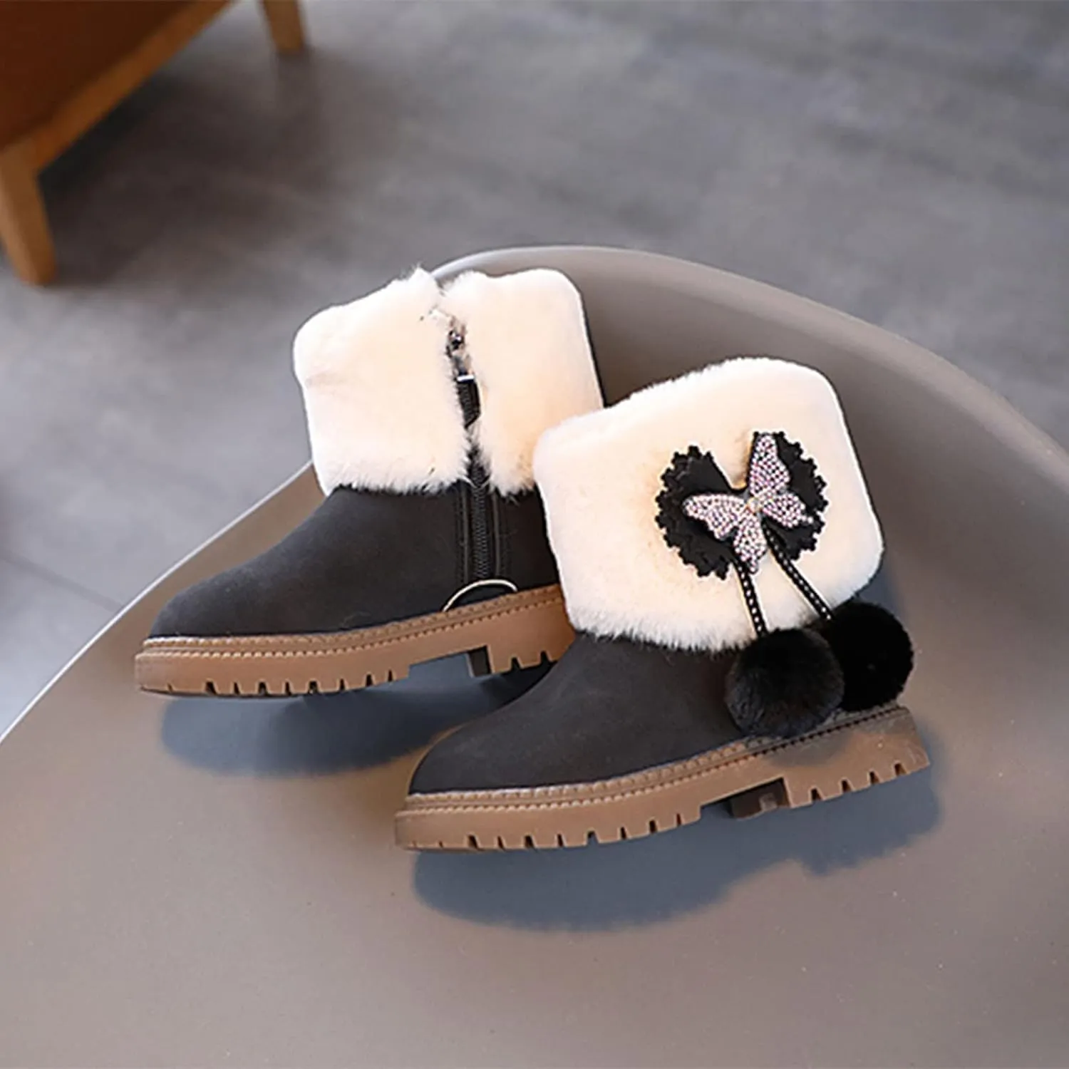 Leopard Rain Boots Kids Fashion Autumn and Winter Girls Snow Boots Thick Bottom Non Kids Winter Boots for Girls Size 1