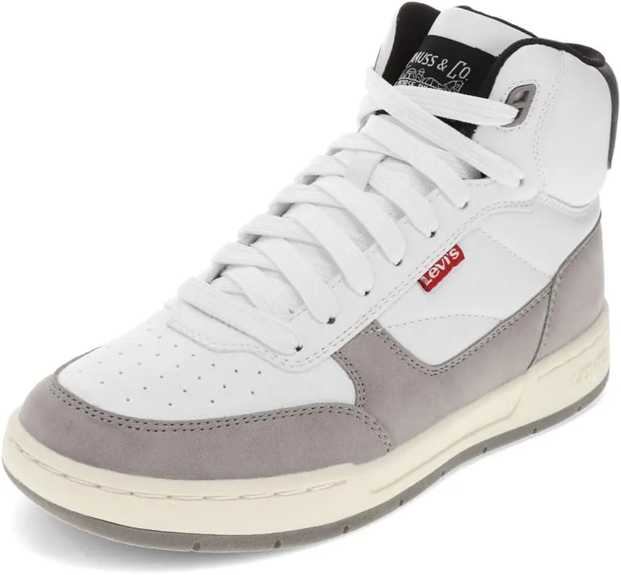 Levi's Womens Venice Synthetic Leather Casual High Top Sneaker Shoe, White/Cement/Black, 7.5 M