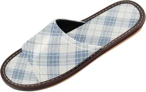 Light Blue Gray Tartan Men Women Casual Shower Slippers Ultralight Anti-slip Sandals for Indoor Outdoor Hotel