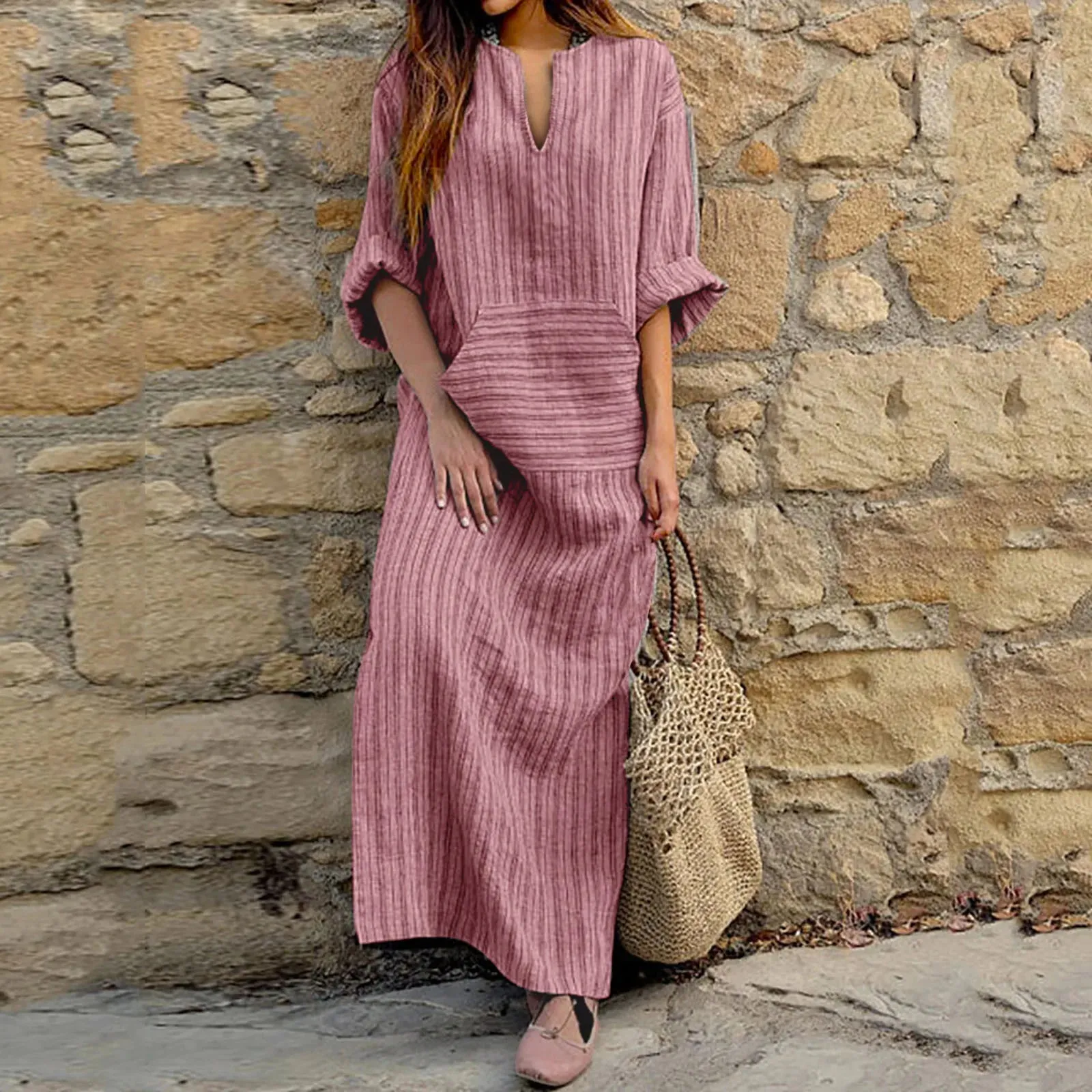 Linen Kaftan Dress | Maxi Length | Boho & Breezy