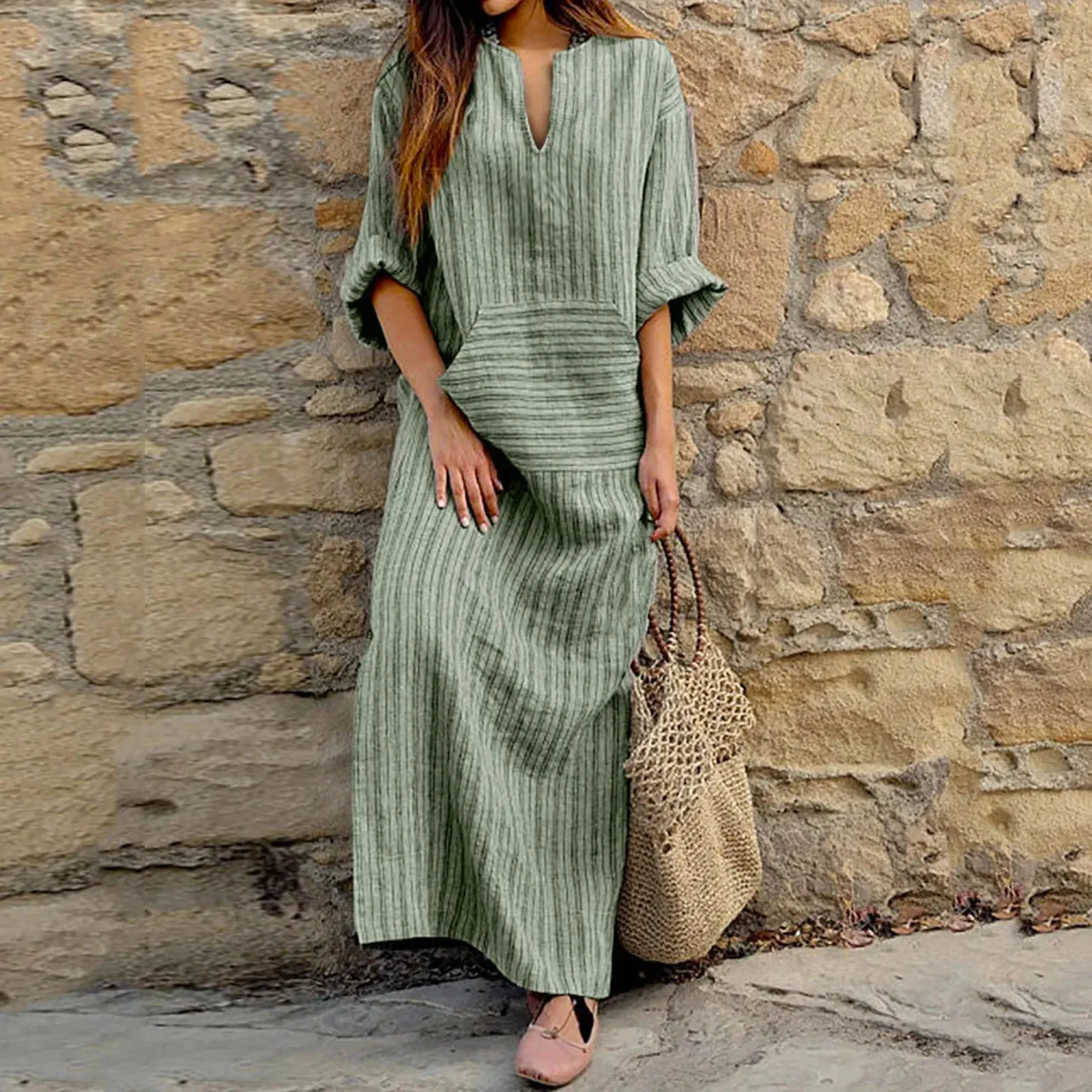 Linen Kaftan Dress | Maxi Length | Boho & Breezy