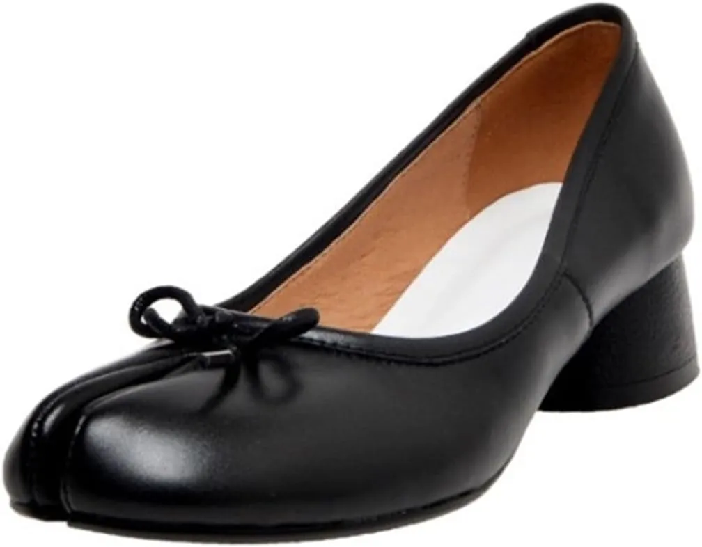 Loafers for Women Women's Leather Split Toe Round Low Heels Shoes with Bowknot Spring Pumps for Ladies