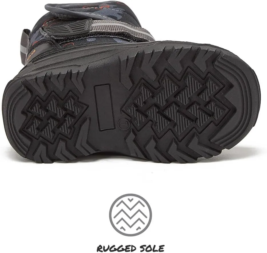 LONDON FOG Dex Boys and Girls Snow Boots - Insulated Waterproof Winter Kids Snow Boots - Size Toddler, Little Kid and Big Kid, Black, Navy and Pink Winter Boots for Boys and Girls