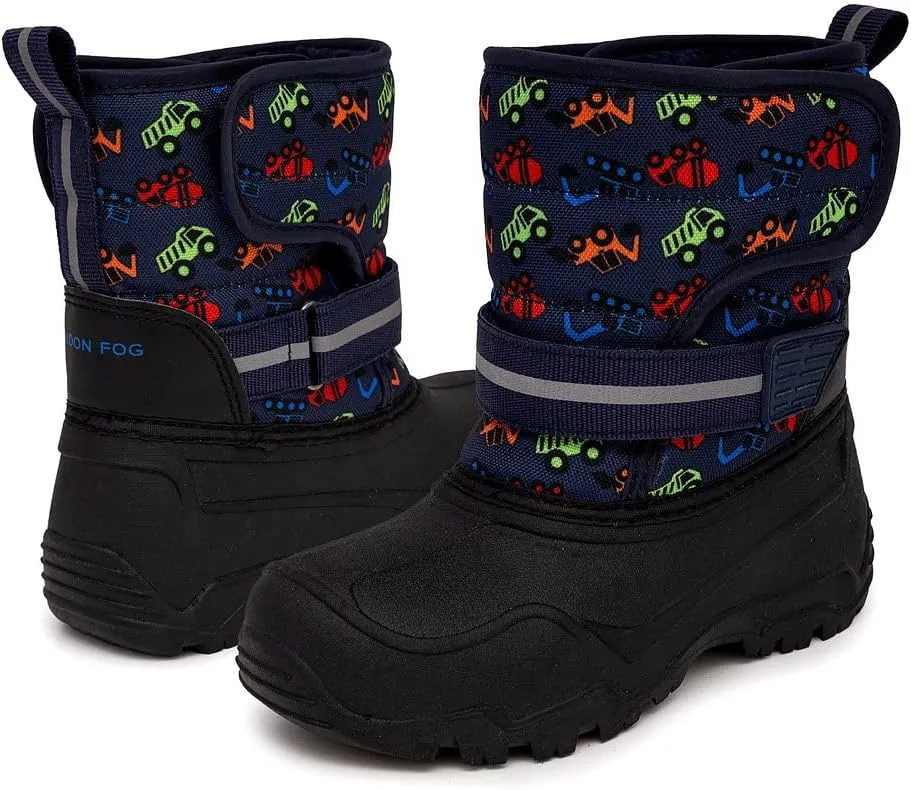 LONDON FOG Dex Boys and Girls Snow Boots - Insulated Waterproof Winter Kids Snow Boots - Size Toddler, Little Kid and Big Kid, Black, Navy and Pink Winter Boots for Boys and Girls