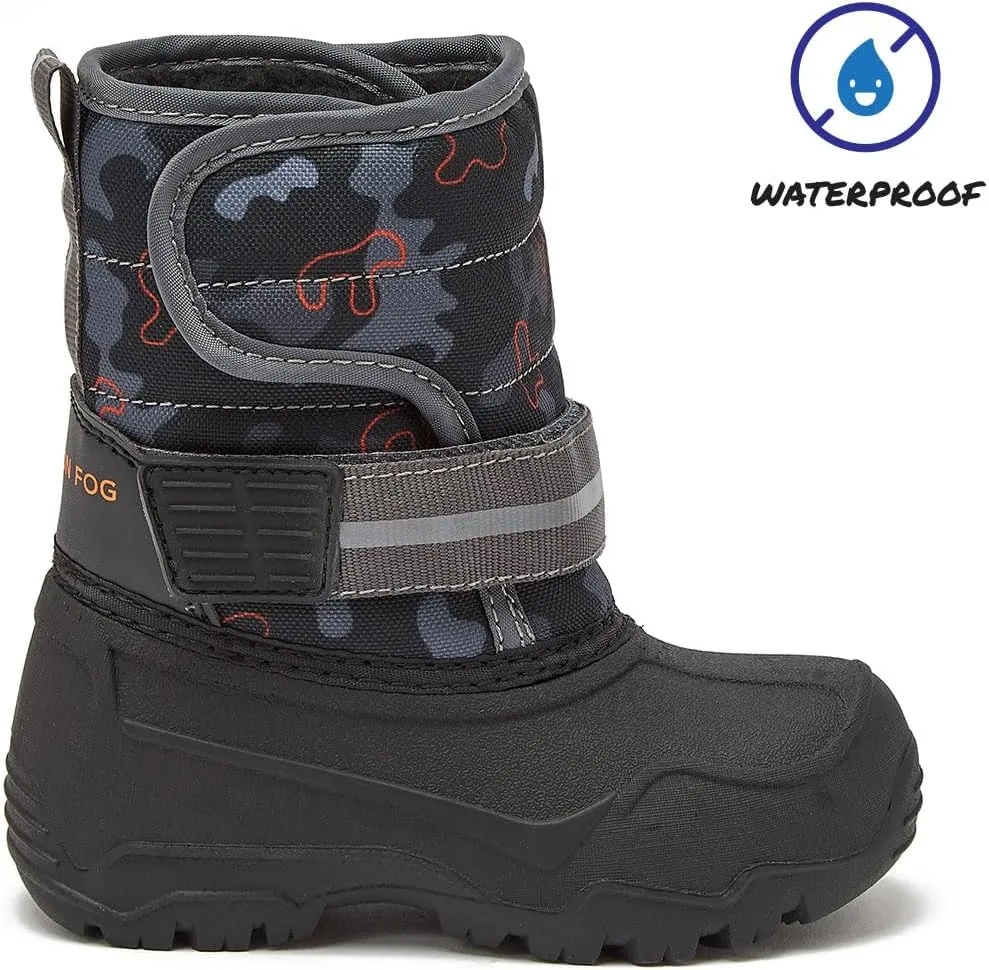 LONDON FOG Dex Boys and Girls Snow Boots - Insulated Waterproof Winter Kids Snow Boots - Size Toddler, Little Kid and Big Kid, Black, Navy and Pink Winter Boots for Boys and Girls