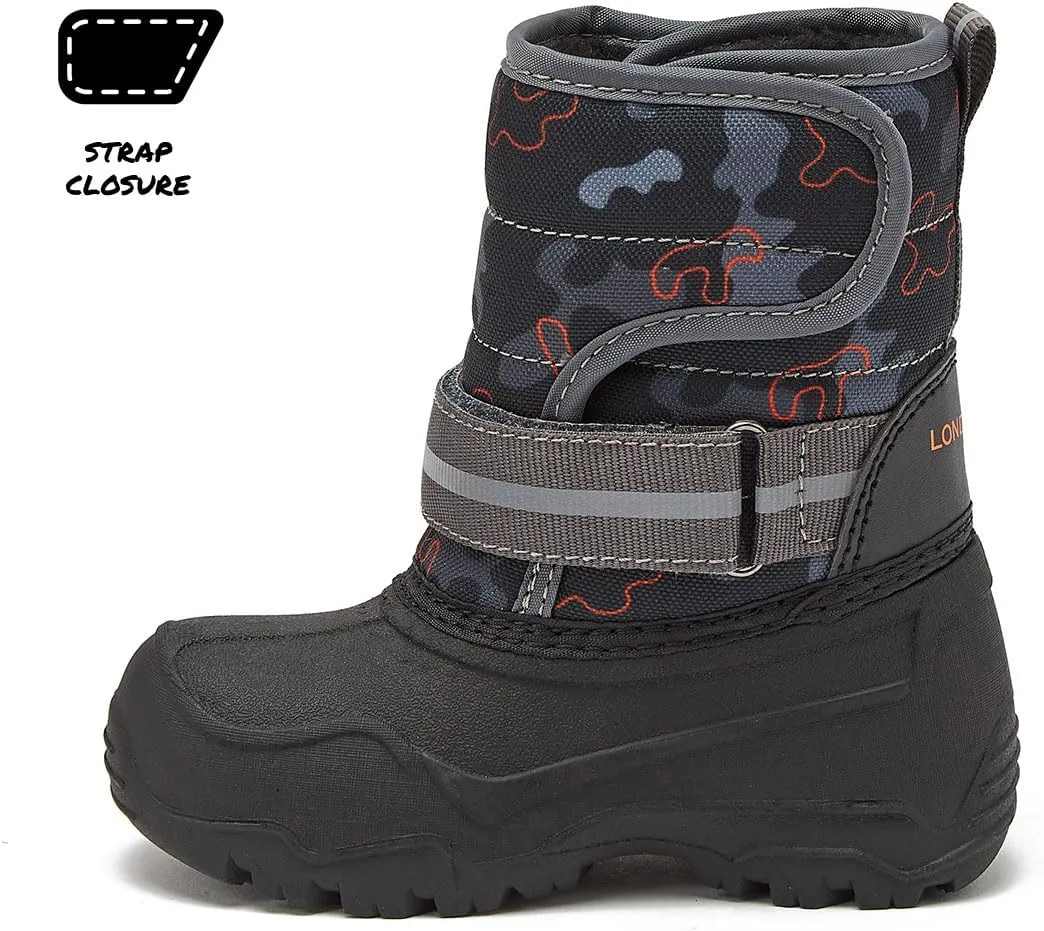 LONDON FOG Dex Boys and Girls Snow Boots - Insulated Waterproof Winter Kids Snow Boots - Size Toddler, Little Kid and Big Kid, Black, Navy and Pink Winter Boots for Boys and Girls