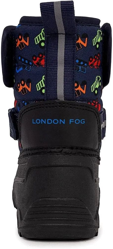 LONDON FOG Dex Boys and Girls Snow Boots - Insulated Waterproof Winter Kids Snow Boots - Size Toddler, Little Kid and Big Kid, Black, Navy and Pink Winter Boots for Boys and Girls