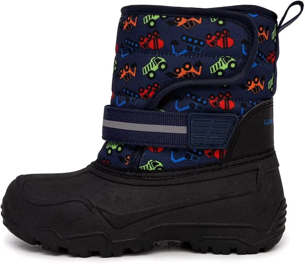 LONDON FOG Dex Boys and Girls Snow Boots - Insulated Waterproof Winter Kids Snow Boots - Size Toddler, Little Kid and Big Kid, Black, Navy and Pink Winter Boots for Boys and Girls