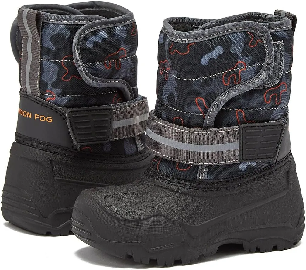 LONDON FOG Dex Boys and Girls Snow Boots - Insulated Waterproof Winter Kids Snow Boots - Size Toddler, Little Kid and Big Kid, Black, Navy and Pink Winter Boots for Boys and Girls