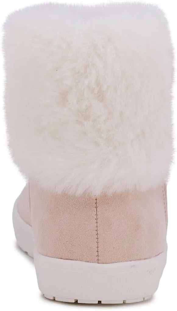 LONDON FOG Girls Elia Street Cold Weather Snow Boots Faux Fur Zip Up Warm Lined Snow Boots For Girls