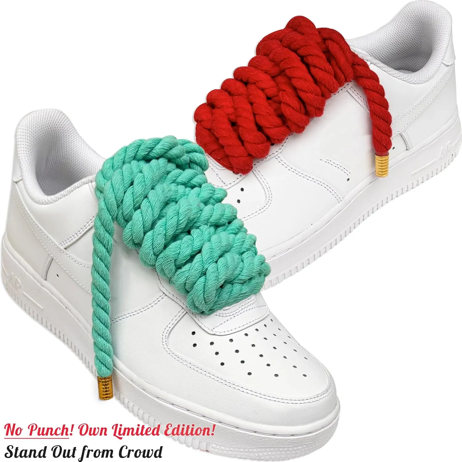 Lopau Thick Rope Shoe Laces for Air Force 1, Dont Punch DIY Chunky Jumbo Shoelaces for Dunk,Air Jordan,AF1 Sneakers