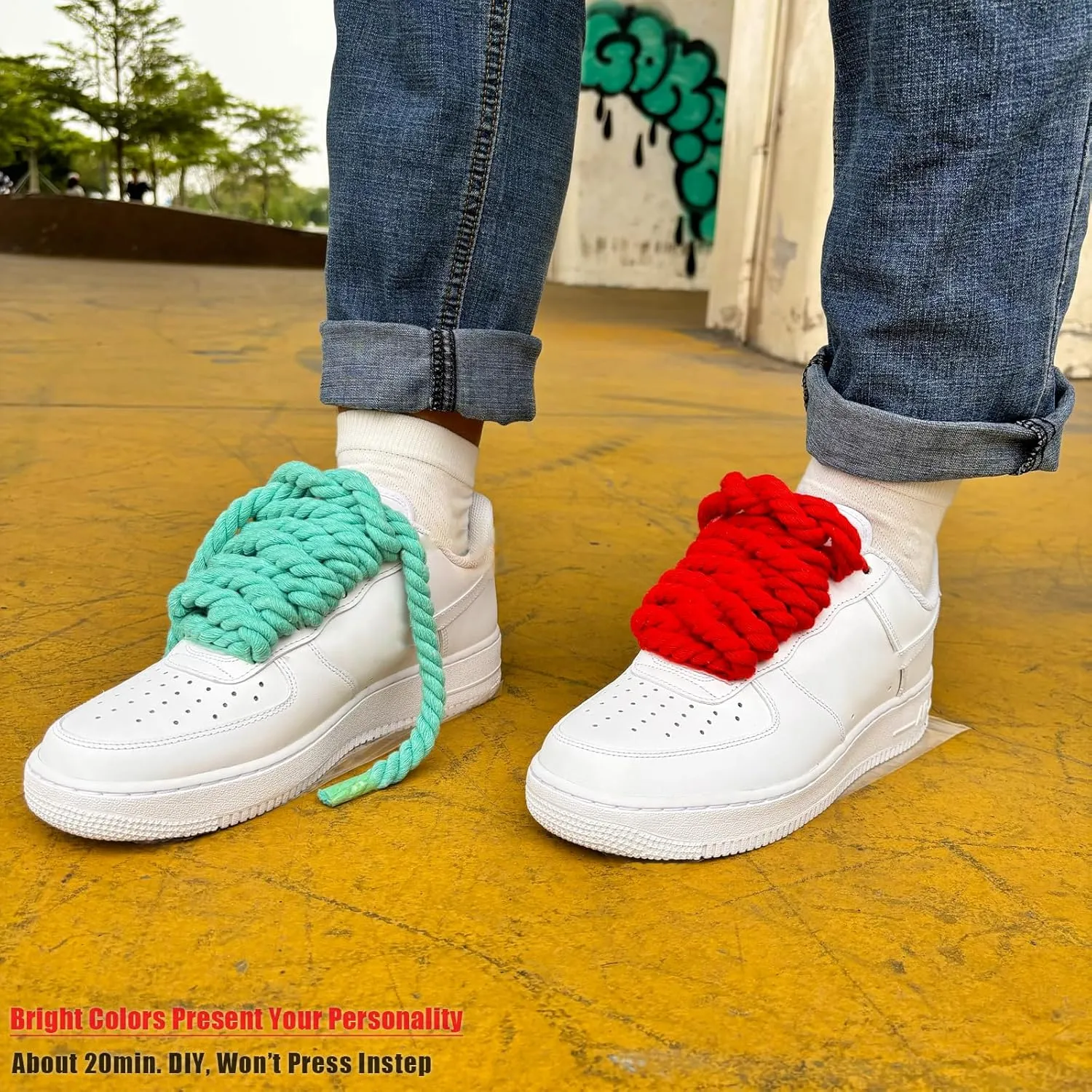 Lopau Thick Rope Shoe Laces for Air Force 1, Dont Punch DIY Chunky Jumbo Shoelaces for Dunk,Air Jordan,AF1 Sneakers