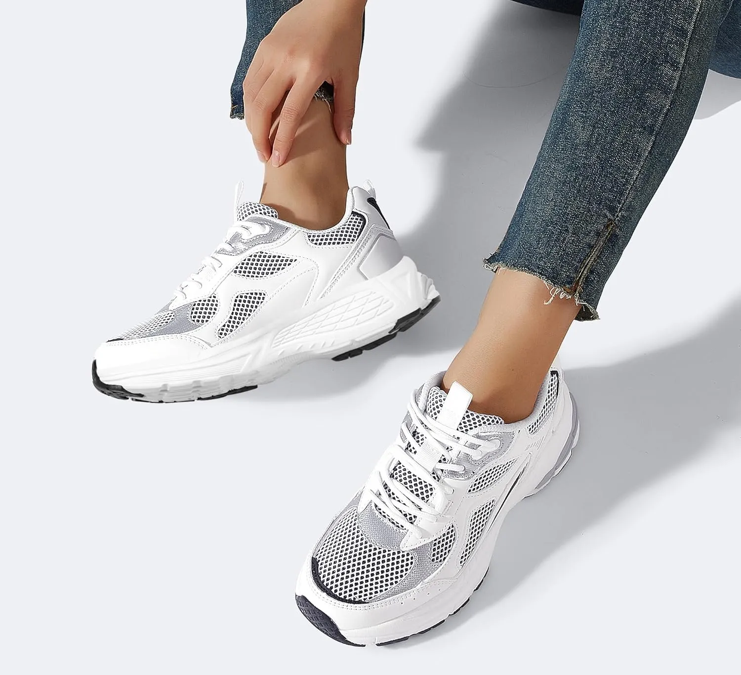 LUCKY STEP Women's Platform Chunky Fashion Sneakers Mesh Casual Running Tennis Workout Sport Work Trendy Athletic Walking Shoes