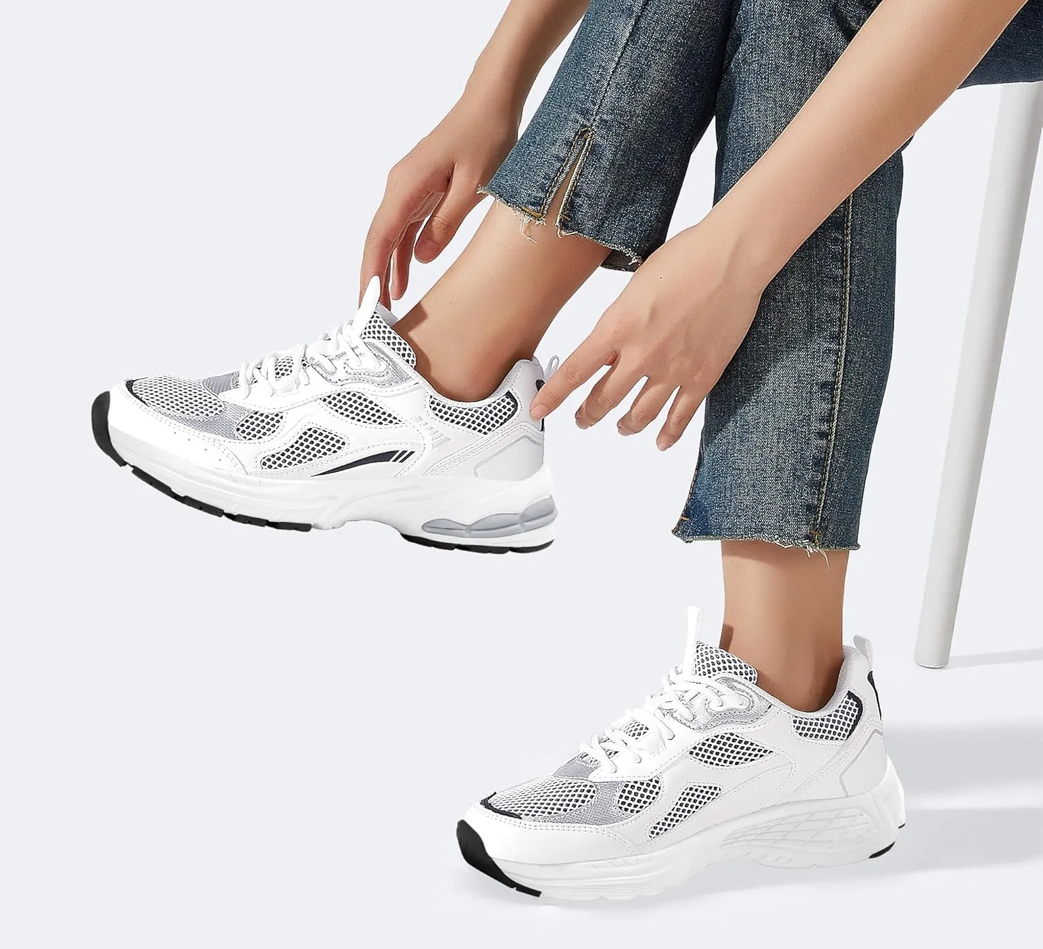 LUCKY STEP Women's Platform Chunky Fashion Sneakers Mesh Casual Running Tennis Workout Sport Work Trendy Athletic Walking Shoes