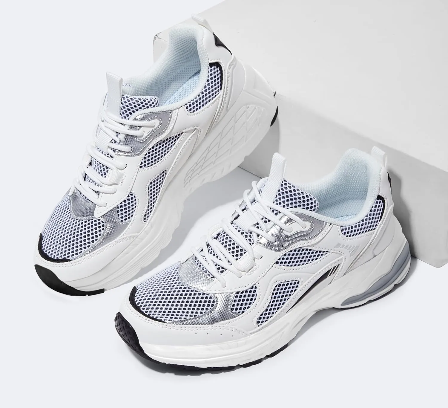 LUCKY STEP Women's Platform Chunky Fashion Sneakers Mesh Casual Running Tennis Workout Sport Work Trendy Athletic Walking Shoes