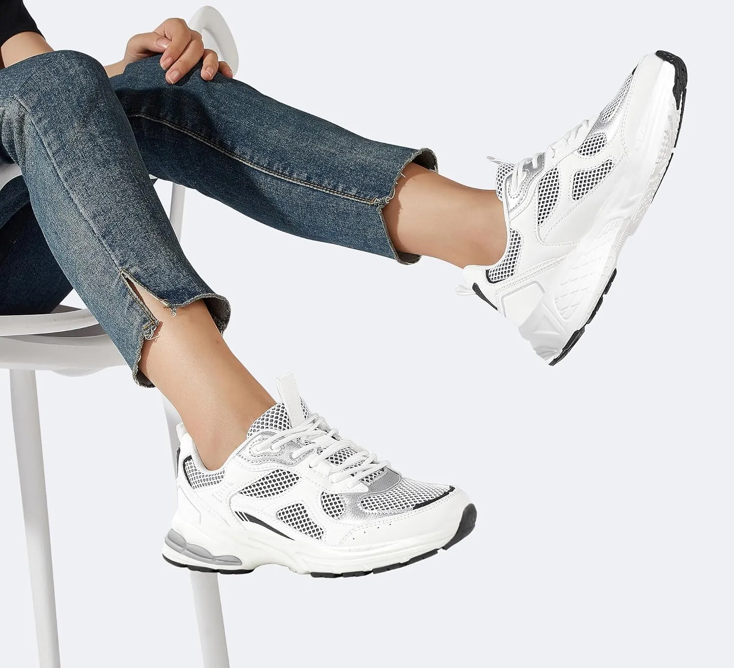 LUCKY STEP Women's Platform Chunky Fashion Sneakers Mesh Casual Running Tennis Workout Sport Work Trendy Athletic Walking Shoes