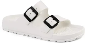 Luffymomo Adjustable Slip on Eva Double Buckle Slides Comfort Footbed Thong Sandals for Womens