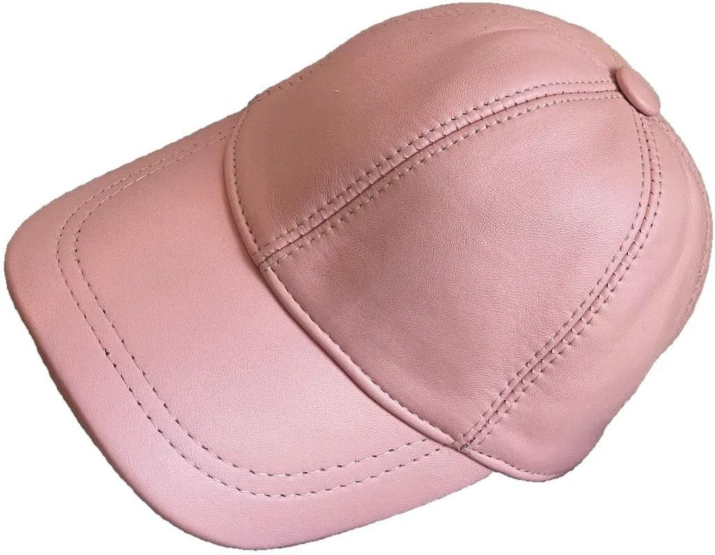 Lukkizara Genuine Real Lambskin Leather Unisex Baseball Cap - 100% Sheepskin Adjustable