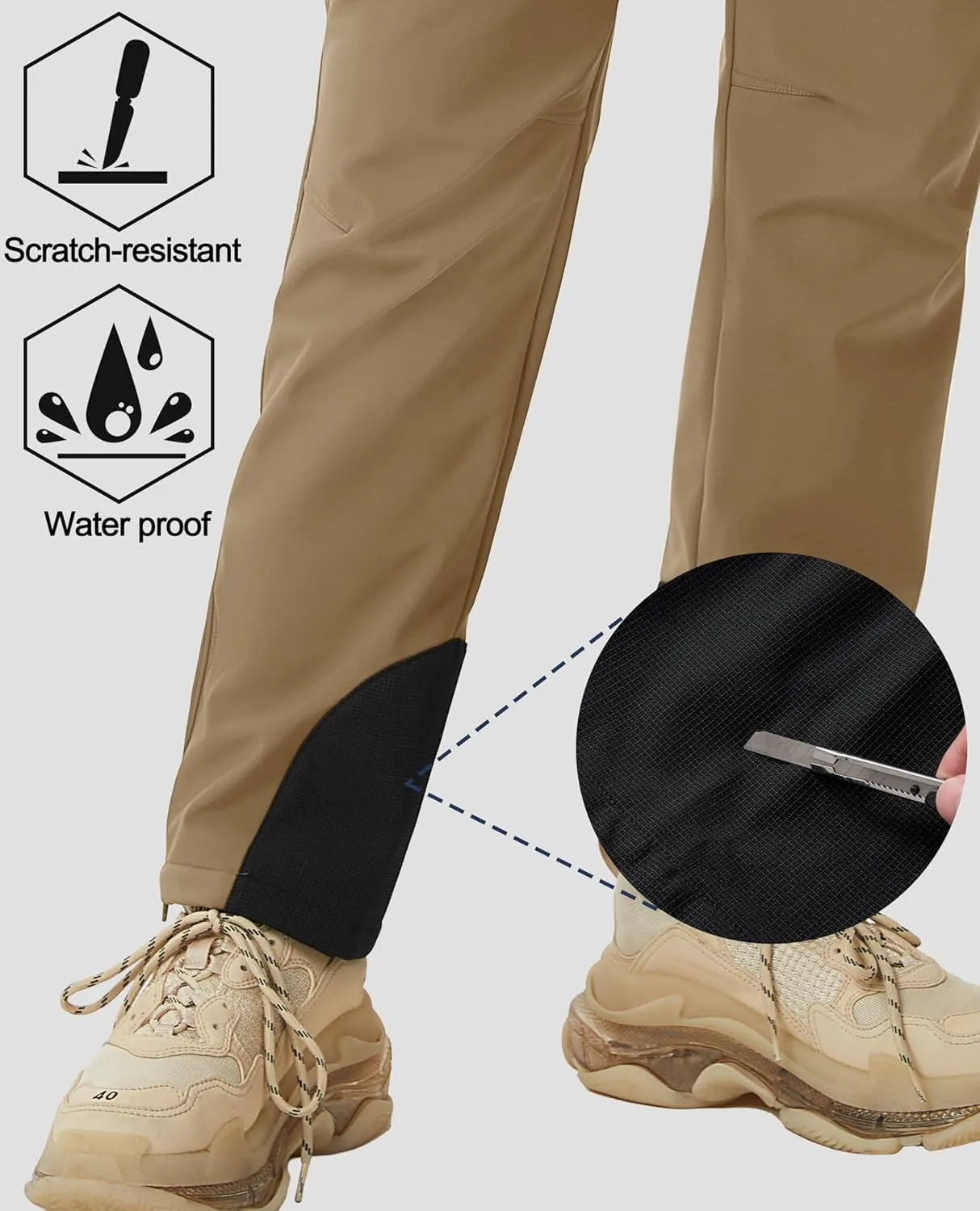 MAGCOMSEN Women's Fleece Lined Winter Hiking Pants Waterproof Insulated Ski Snow Pants Outdoor Hunting Softshell Pants