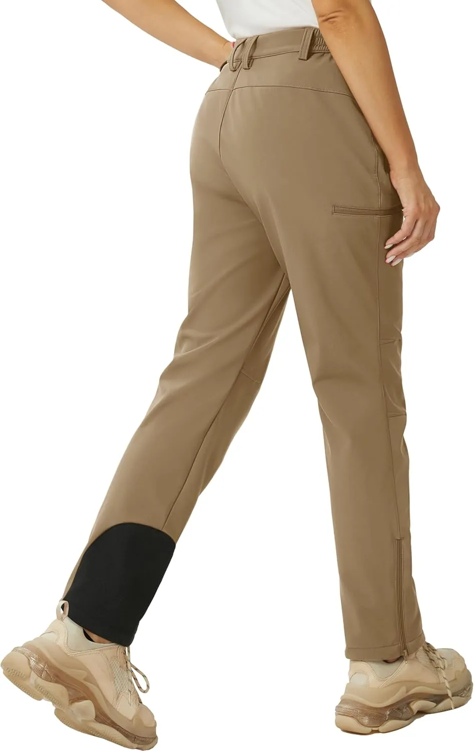 MAGCOMSEN Women's Fleece Lined Winter Hiking Pants Waterproof Insulated Ski Snow Pants Outdoor Hunting Softshell Pants
