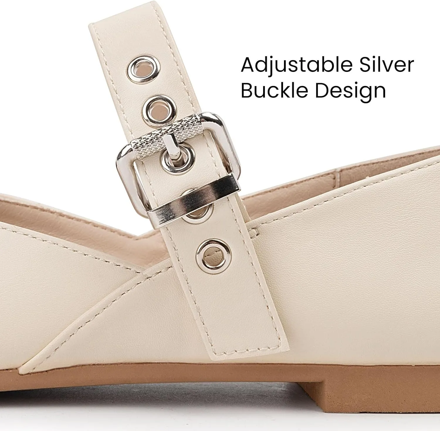 Mary Jane Shoes Women, Square Toe Ballet Flats Shoes, Comfortable Strap Ballet Flats, Flats for Women Dressy with Adjustable Buckle