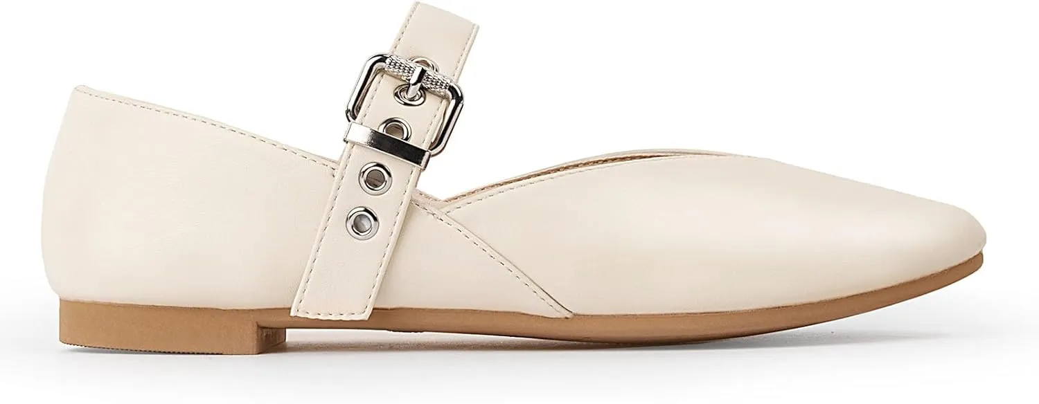 Mary Jane Shoes Women, Square Toe Ballet Flats Shoes, Comfortable Strap Ballet Flats, Flats for Women Dressy with Adjustable Buckle