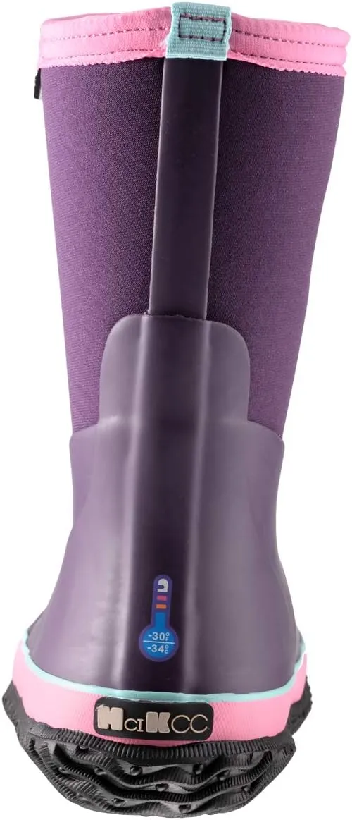MCIKCC Kids Waterproof Rain Boots,High Snow Boots for Toddler Boys Girls,Textile Rubber Sole