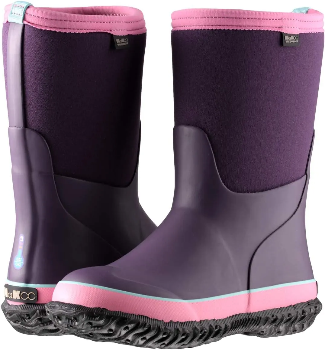 MCIKCC Kids Waterproof Rain Boots,High Snow Boots for Toddler Boys Girls,Textile Rubber Sole