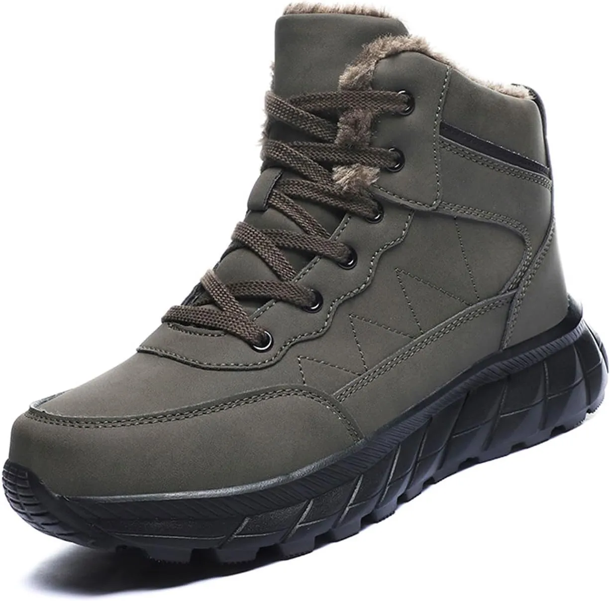 MEBAMY Men's Snow Boots Lightweight Black Hiking Winter Boots Fur Lined Anti-slip Cold Weather Shoes Furry Outdoor Snow Boot