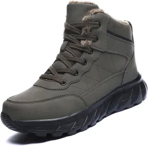 MEBAMY Men's Snow Boots Lightweight Black Hiking Winter Boots Fur Lined Anti-slip Cold Weather Shoes Furry Outdoor Snow Boot