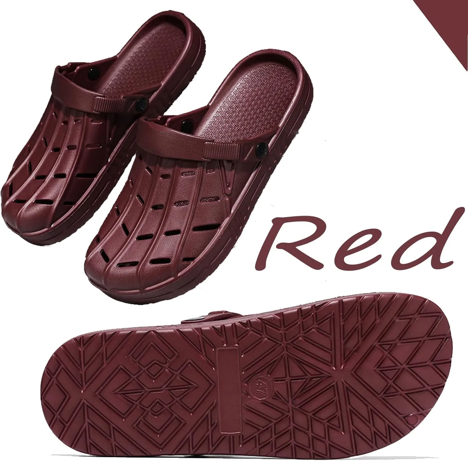 Meidiastra Men Large Size Clogs Oversize EVA Garden Shoes Waterproof Beach Sandals Slip On Water Shoes Slippers with Adjustable Strap