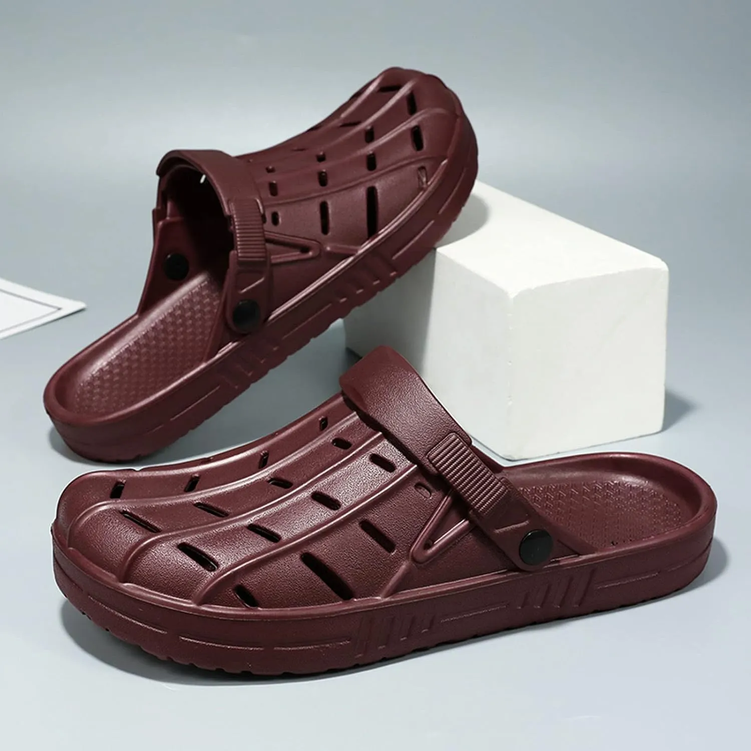 Meidiastra Men Large Size Clogs Oversize EVA Garden Shoes Waterproof Beach Sandals Slip On Water Shoes Slippers with Adjustable Strap