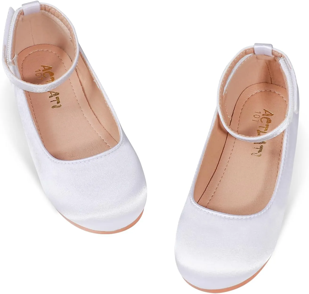 MEJORMEN Flower Girl Dress Shoes Mary Jane Ballet Flats Pearl Bowknot Princess Dress Shoes for Wedding Party School