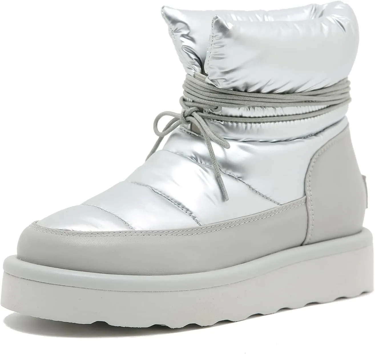 Mel&Syd 100% Australian Sheepskin Women Snow Boots - Waterproof Fur Lined Shearling Boots - Warm Insulated Lace Up Elastic Belt Mini Boots with Memory Foam Rubber Non-Slip Fashionable Walking Shoes