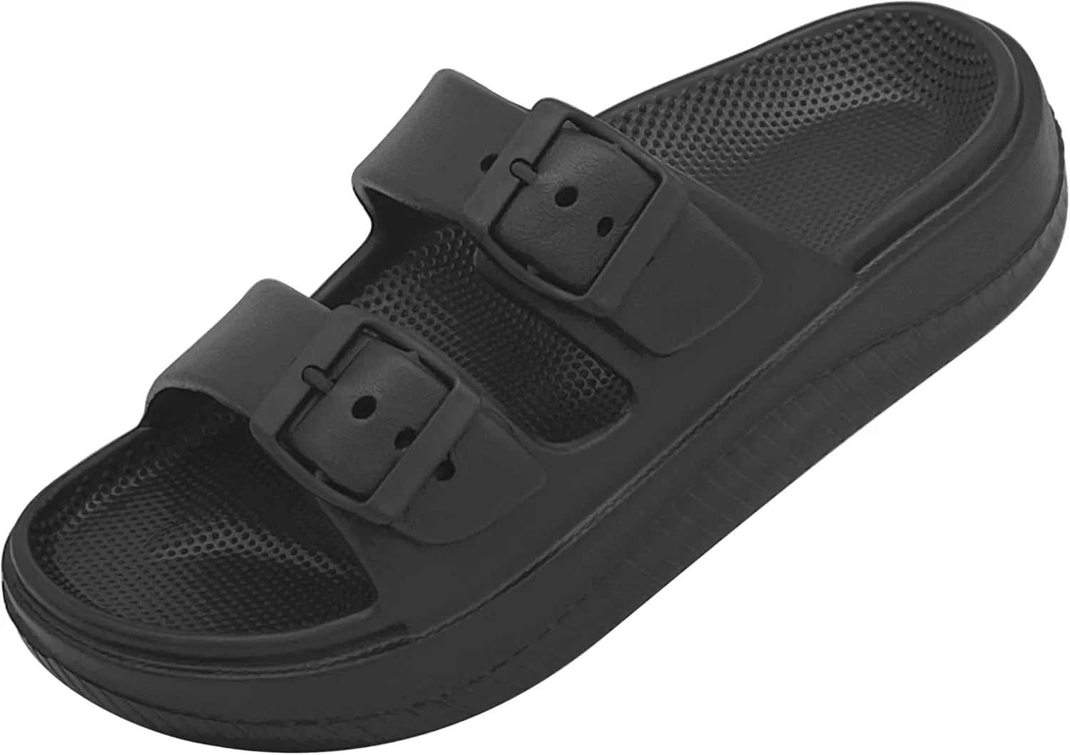 Men and Women Comfy Slide Sandals Double Buckle Adjustable Buckle EVA Flat Sandals Lightweight Thick Non Slip Sole