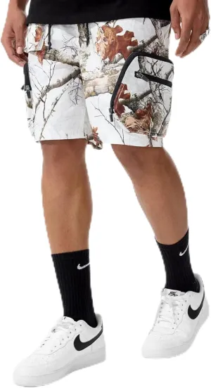 Men Retro Altitude Travel Cargo Shorts (Snow Camo)