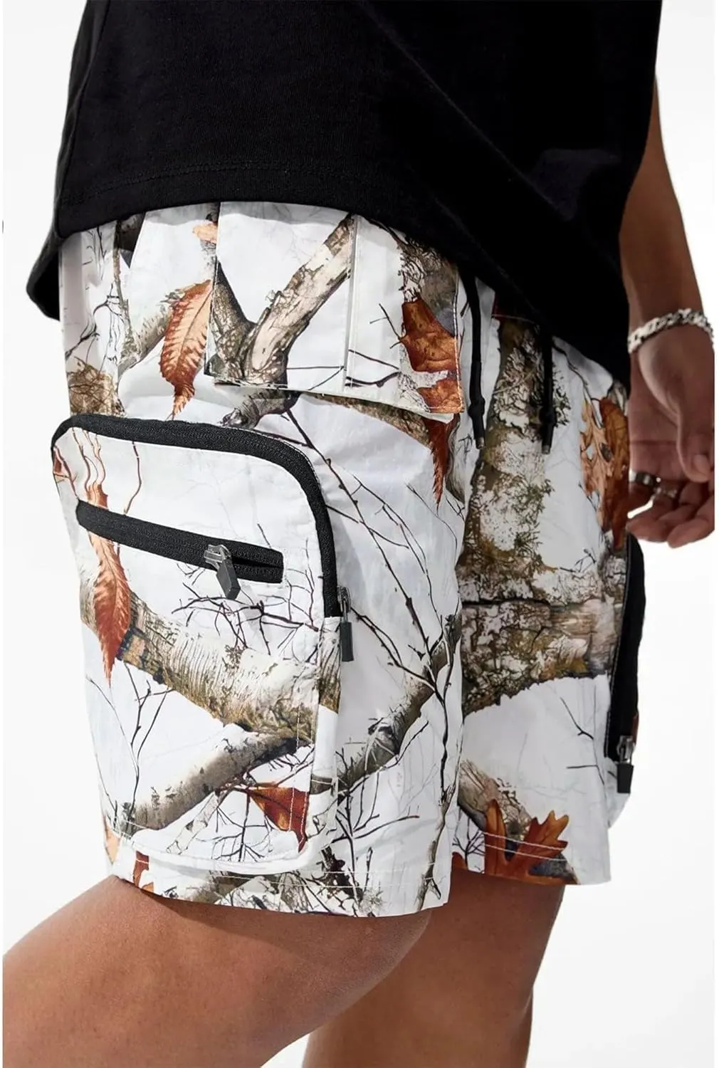 Men Retro Altitude Travel Cargo Shorts (Snow Camo)
