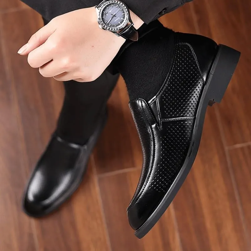 Mens Genuine Leather Dress Shoes Breathable Comfortable Casual Moccasin Loafers Summer Breathable Driving Shoes