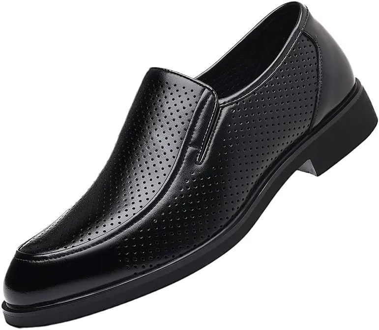 Mens Genuine Leather Dress Shoes Breathable Comfortable Casual Moccasin Loafers Summer Breathable Driving Shoes