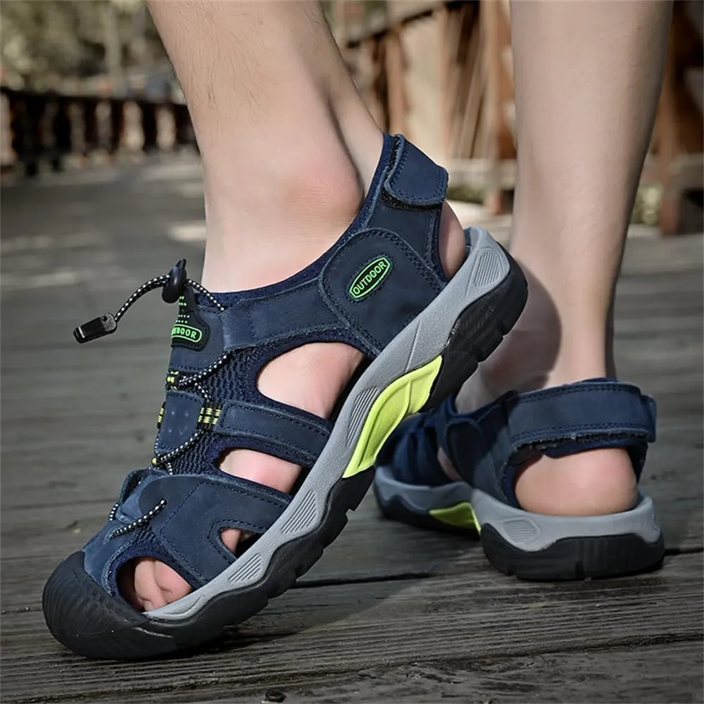 Men's Hiking Sandals Outdoor Sport Closed Toe Leather Walking Sandal Waterproof Non-Slip Casual Sandals Water Shoes