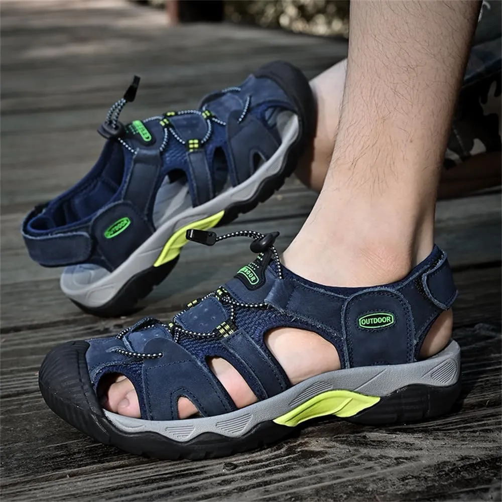 Men's Hiking Sandals Outdoor Sport Closed Toe Leather Walking Sandal Waterproof Non-Slip Casual Sandals Water Shoes