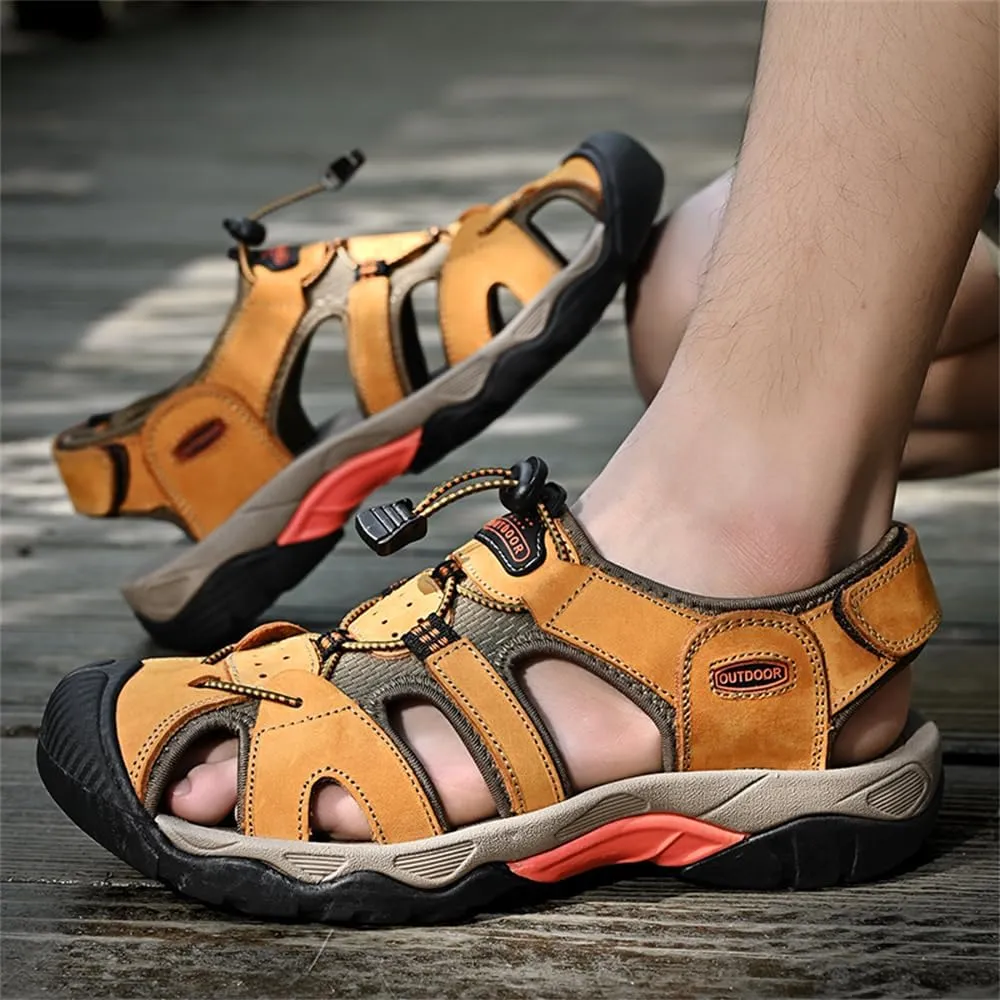 Men's Hiking Sandals Outdoor Sport Closed Toe Leather Walking Sandal Waterproof Non-Slip Casual Sandals Water Shoes