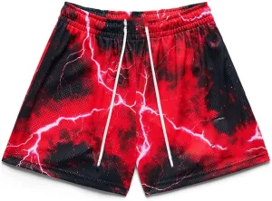 Men's Lightweight Graphic Print Mesh Basketball Shorts 4 Inch Gym Shorts for Hoops, Training & Streetwear with Drawstring