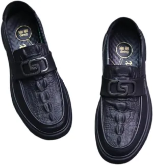 Men's Loafers Slip-On Shoes with Non-Slip Sole Fashion Crocodile Pattern Comfortable Breathable Spring Shoes for Men
