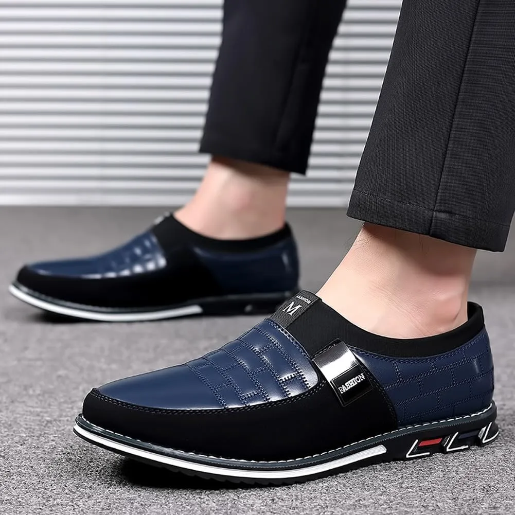 Men's Premium PU Low Top Casual Flat Business Oxford Shoes Walking Driving Loafers Shoes
