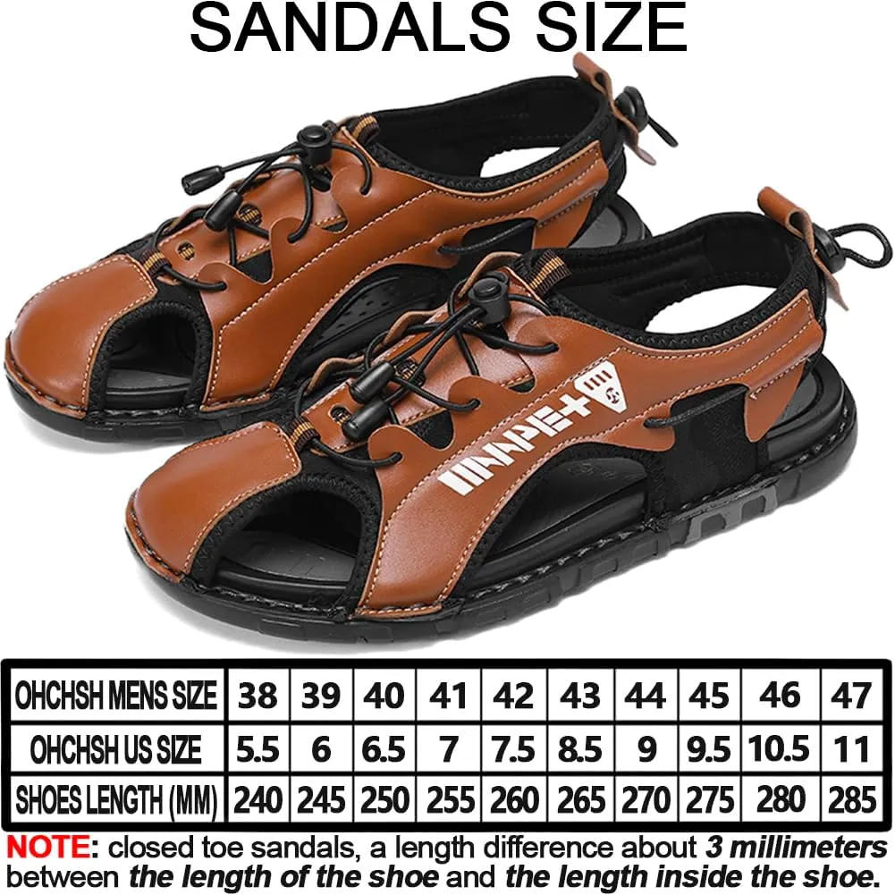 Mens Sandals Slippers Leather Closed Toe Athletic Sport Sandals Shoes