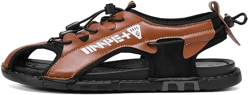 Mens Sandals Slippers Leather Closed Toe Athletic Sport Sandals Shoes