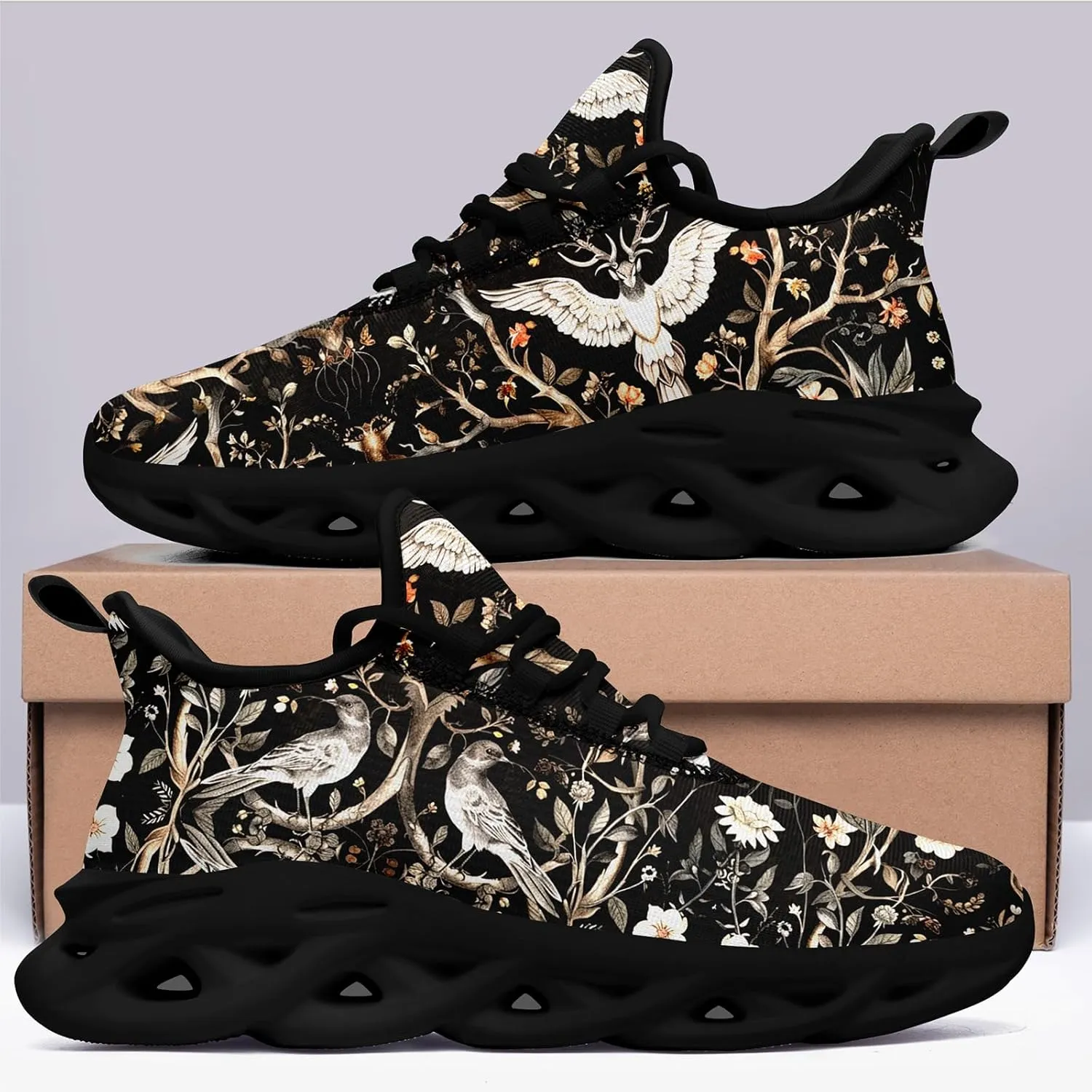 Men's Skull Running Shoes Athletic Sneakers Breathable Gym Slip-on Shoes Lightweight Cushion Sports Walking Shoes