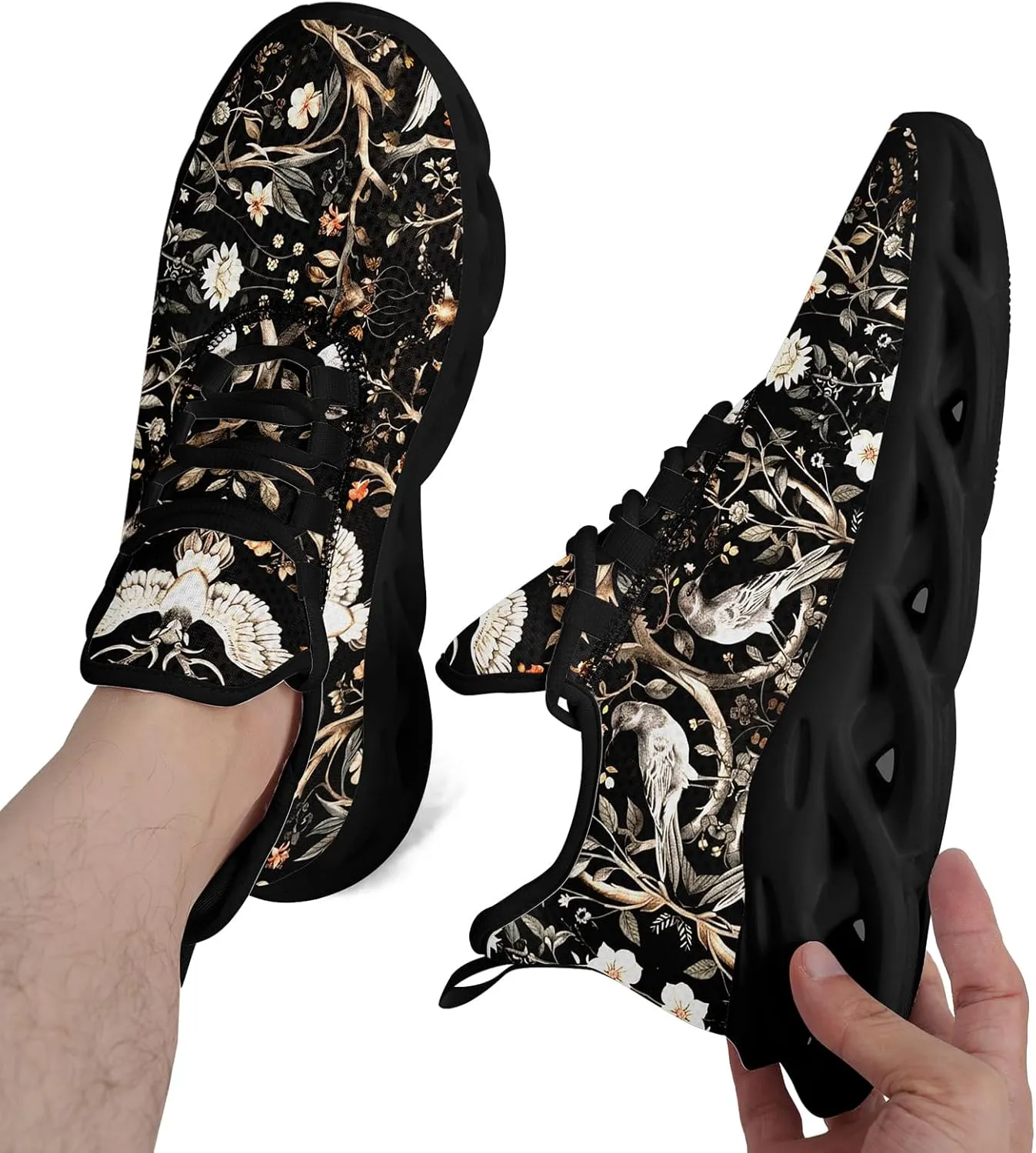 Men's Skull Running Shoes Athletic Sneakers Breathable Gym Slip-on Shoes Lightweight Cushion Sports Walking Shoes