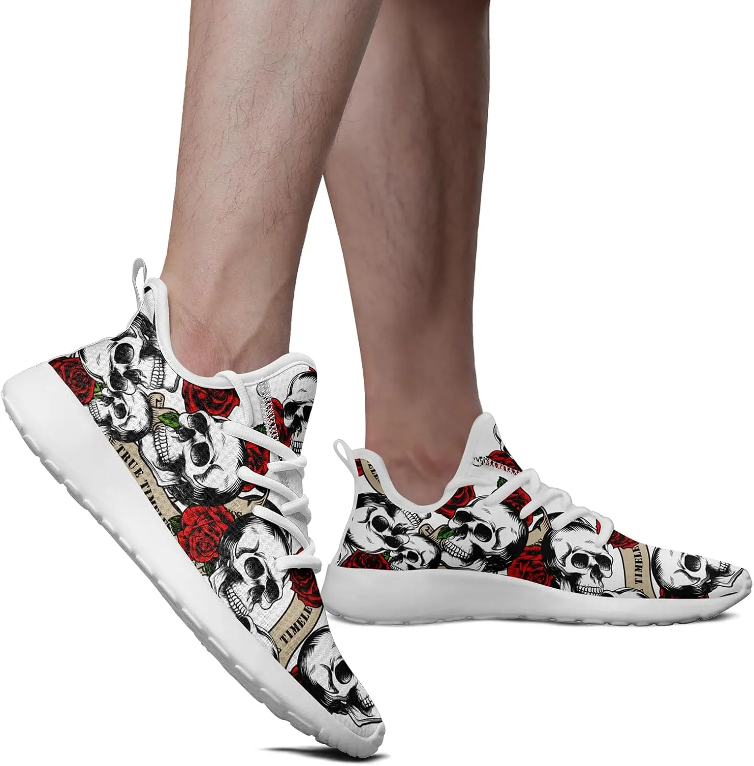 Men's Skull Walking Running Shoes Cushion Fashion Sneakers Lightweight Breathable Athletic Sports Tennis Shoes